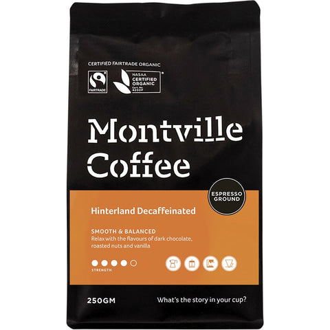 MONTVILLE COFFEE Decaf Coffee Ground (Espresso) Hinterland Blend 250g