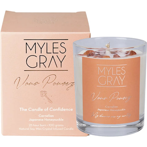 MYLES GRAY Crystal Infused Soy Candle Mini Japanese Honeysuckle 100g