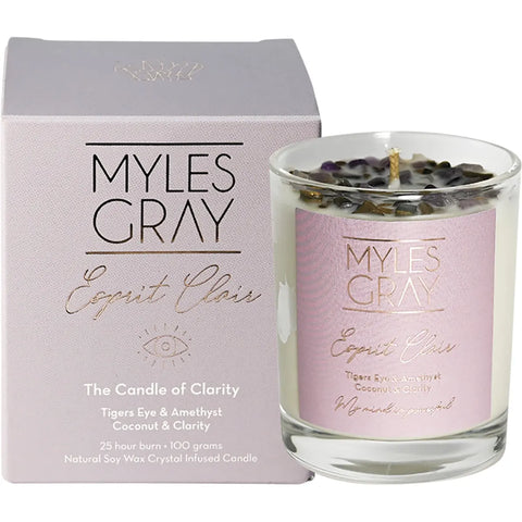 MYLES GRAY Crystal Infused Soy Candle Mini Coconut & Clarity 100g