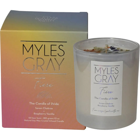 MYLES GRAY Crystal Infused Soy Candle Large Pride Raspberry Vanilla 285g