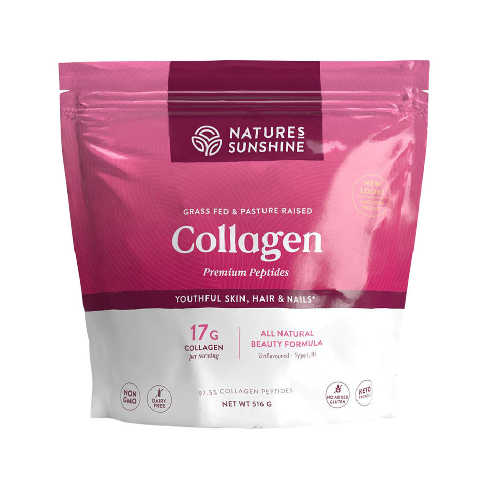 Nature's Sunshine Grass Fed & Pasture Raised Collagen Premium Peptides Unflavoured 516g