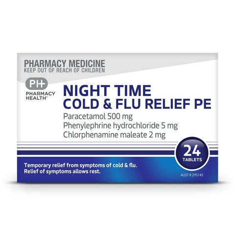 Pharmacy Health NIGHT TIME COLD & FLU PE 24 TAB
