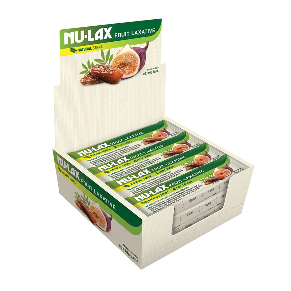 Nu-Lax Bar Fruit Laxative with Natural Senna 40g(Pack of 20)