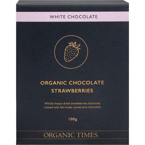 ORGANIC TIMES White Chocolate Strawberries 100g