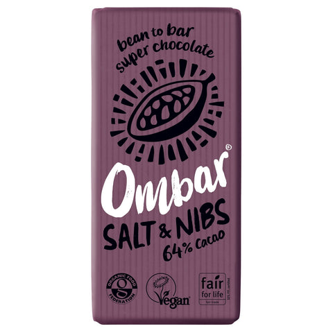 Ombar Salt & Nibs Chocolate 70g (Pack of 10)