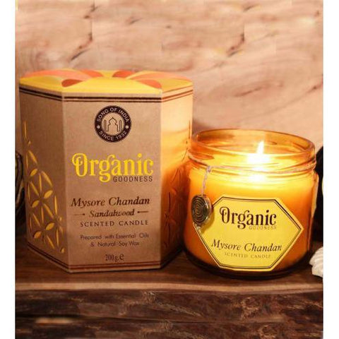 ORGANIC GOODNESS Natural Soy Wax Candle Mysore Chandan - Sandalwood 200g
