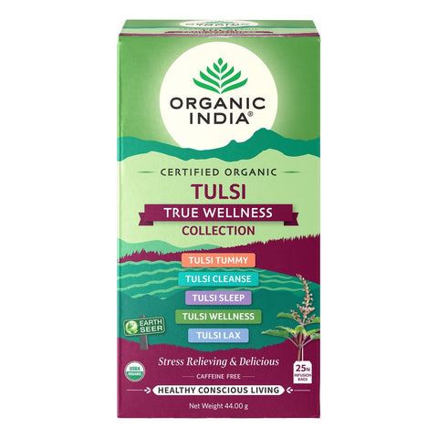 Organic India Tulsi True Wellness Collection x 25 Tea Bags (Pack of 5)
