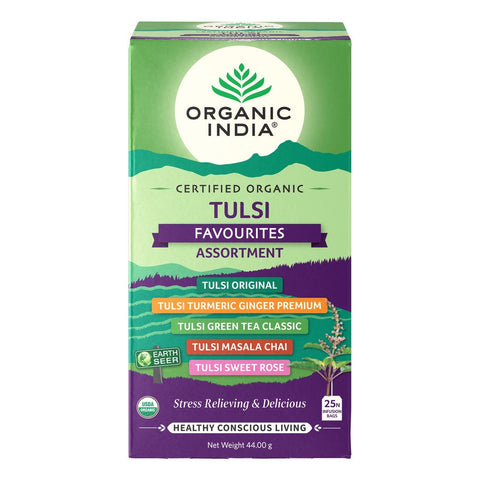 Organic India Tulsi Favourites Assortment x 25 Tea Bags (Pack of 5)
