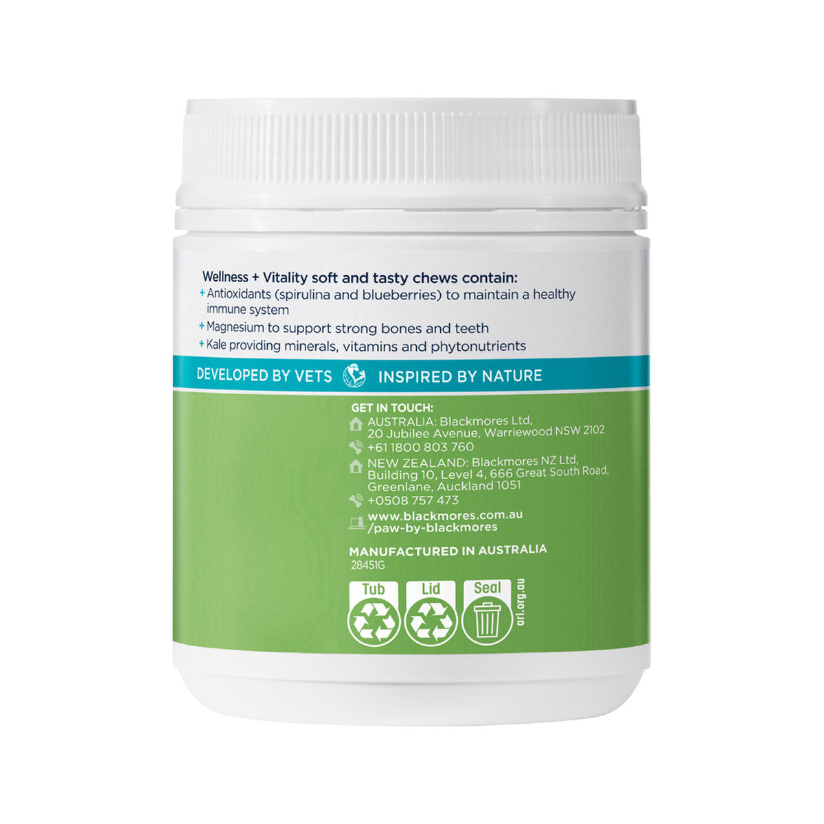 PAW By Blackmores Wellness + Vitality For Dogs approx 60 chews 300g