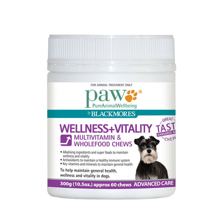 PAW By Blackmores Wellness + Vitality For Dogs approx 60 chews 300g
