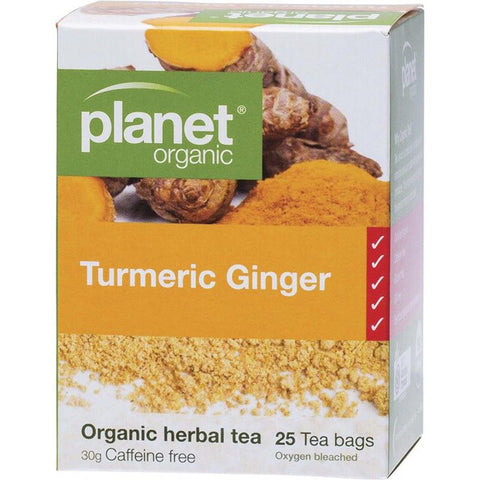 PLANET ORGANIC Herbal Tea Bags Turmeric Ginger 25