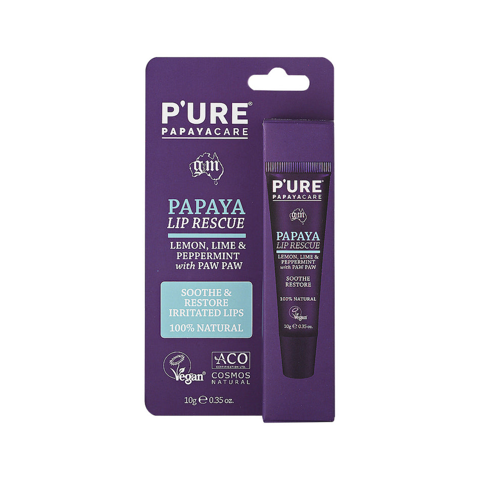 P'URE Papayacare Papaya Lip Rescue (Lemon, Lime & Peppermint with Paw Paw) 10g