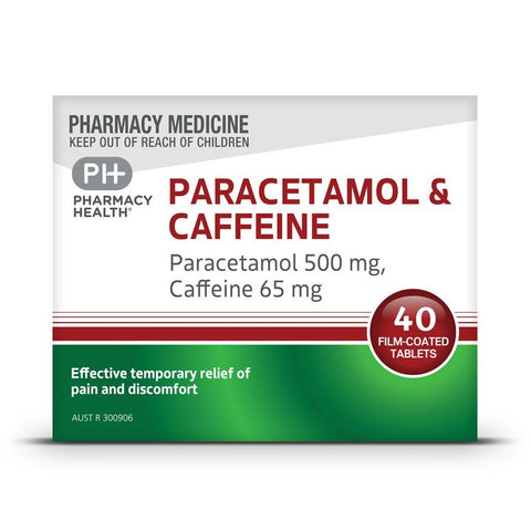 Pharmacy Health PARACETAMOL & CAFFEINE 40 TABLETS