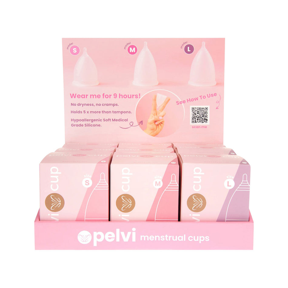 Pelvi Menstrual Cup Mixed Sizes(Pack of 9) (contains: 3 of each size)
