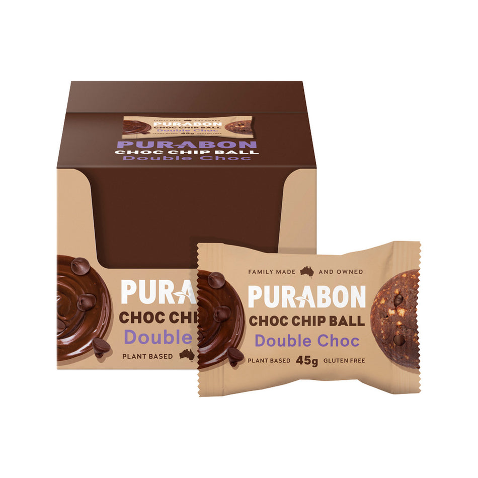 Purabon Choc Chip Balls Double Choc Chip 45g(Pack of 12)