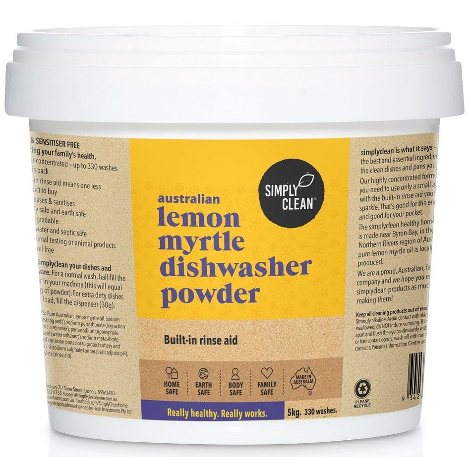 Simply Clean Lemon Myrtle Dishwasher Powder 5kg Pail