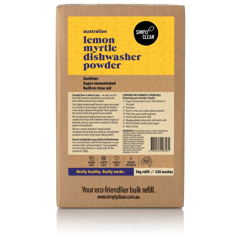 Simply Clean Lemon Myrtle Dishwasher Powder 5kg Box