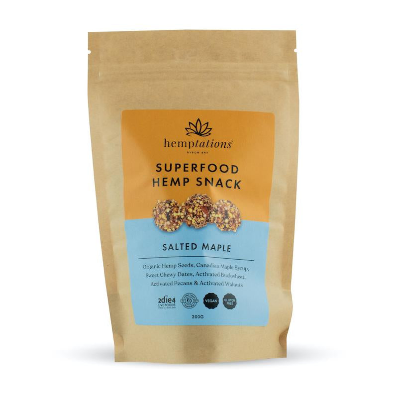 2die4 Live Foods Hemptations - Superfood Hemp Snack Salted Maple 200g