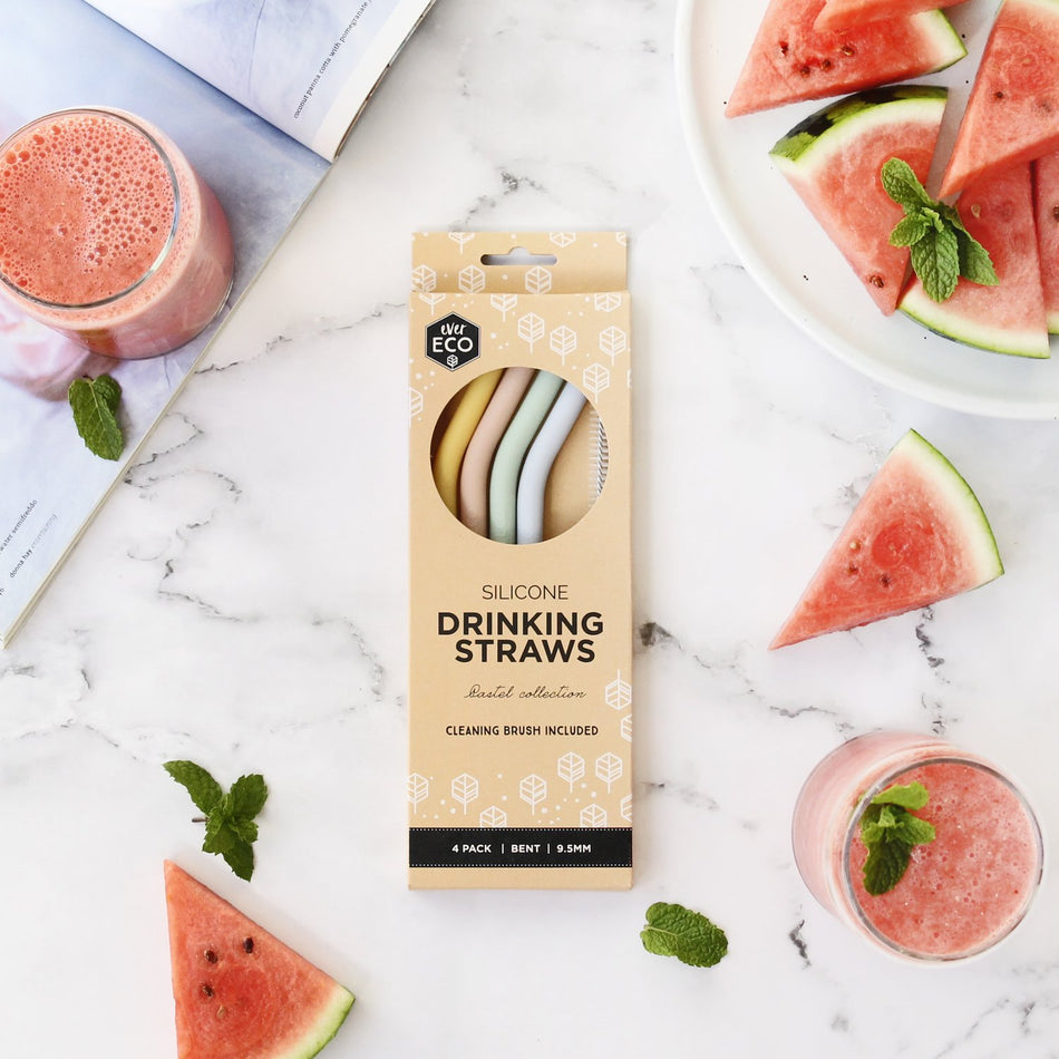 EVER ECO Silicone Straws - Bent Pastel Collection 4