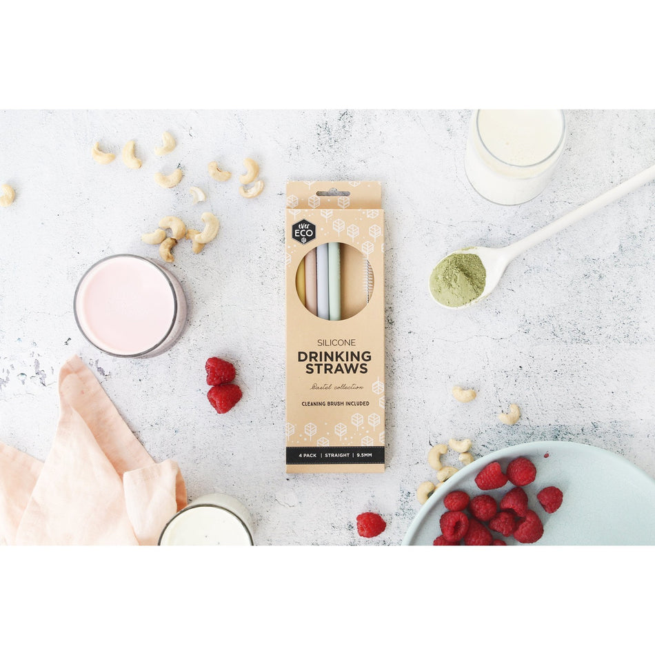 EVER ECO Silicone Straws - Straight Pastel Collection 4