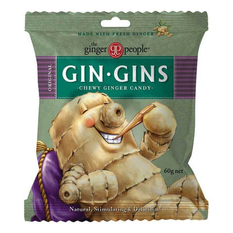 THE GINGER PEOPLE Gin Gins Ginger Candy Bag Chewy - Original 12x 60g
