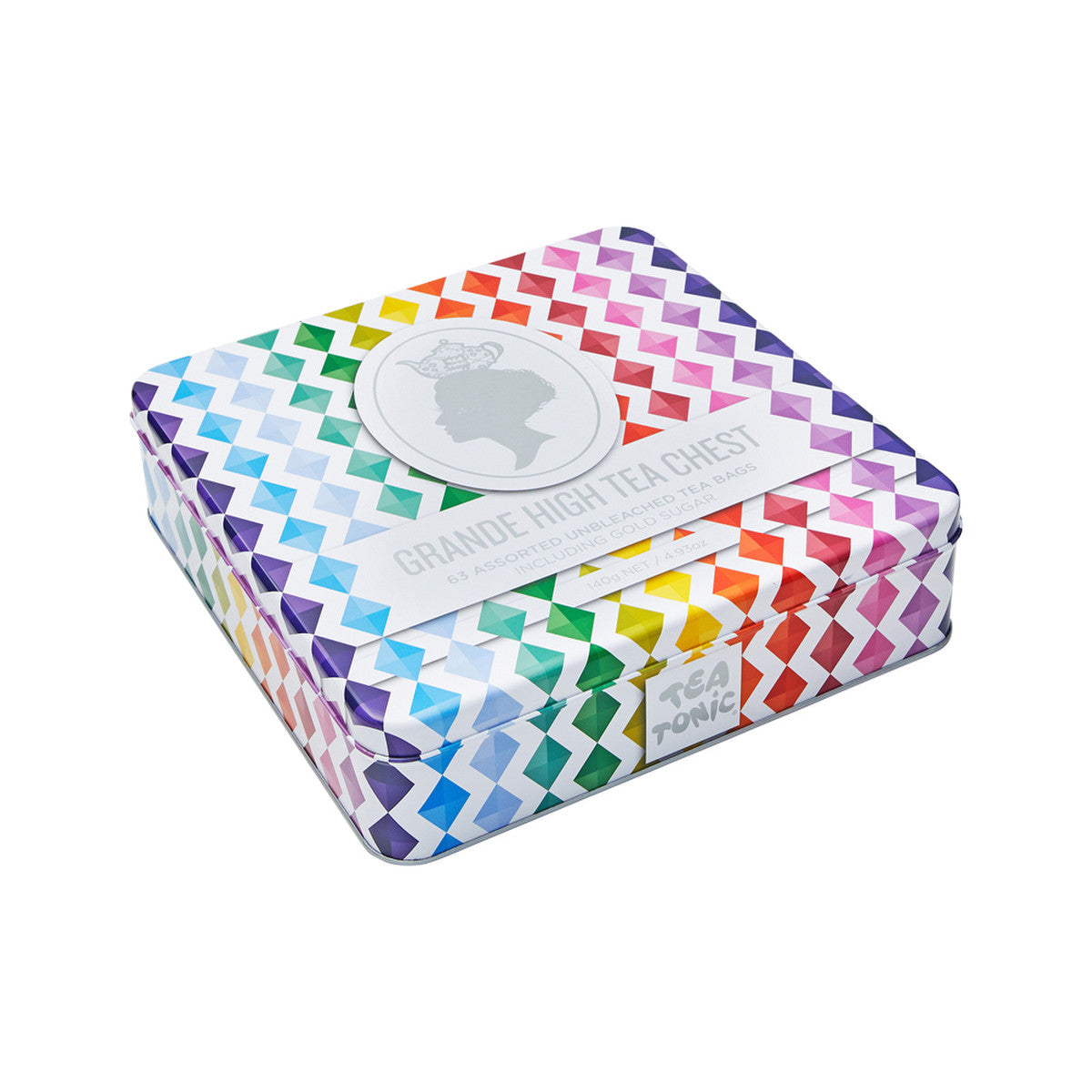Tea Tonic Gourmet Tin Tea Chest High Tea x 63 Tea Bags + Mini Gold Sugar