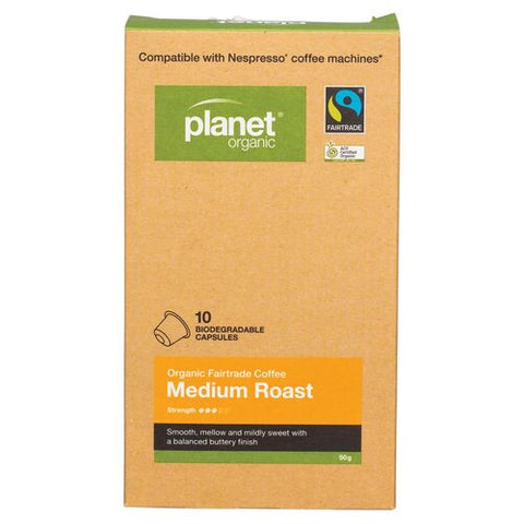 PLANET ORGANIC Coffee Capsules - Biodegradable Organic - Medium Roast 10