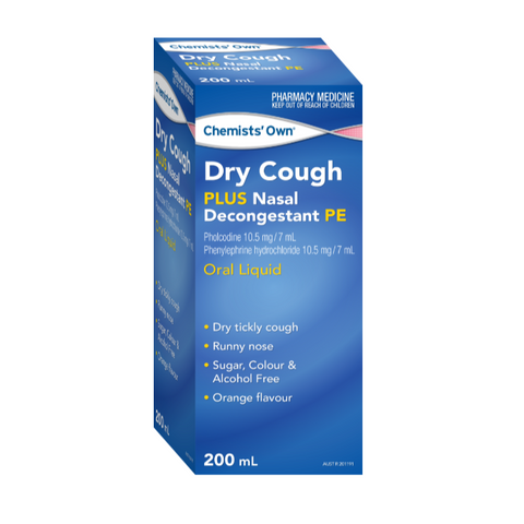 Chemists’ Own Dry Cough Plus Nasal Decongestant PE 200mL