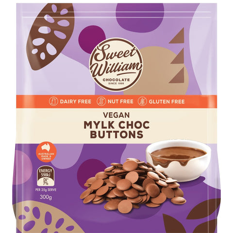 Sweet William Baking Buttons Mylk Choc 300g (Pack of 5)