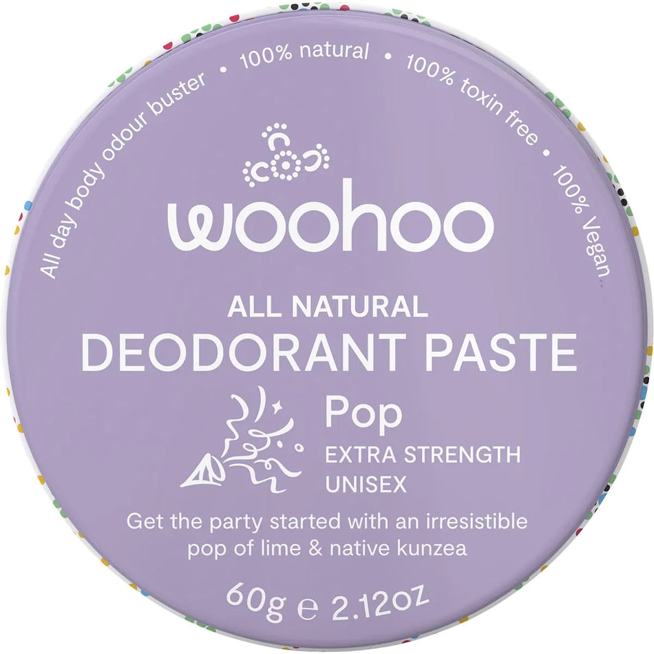 WOOHOO BODY Deodorant Paste Tin Pop Extra Strength 60g