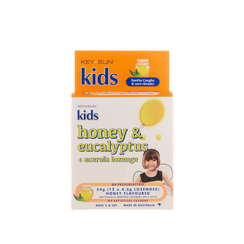 Key Sun All Natural Kids Honey & Eucalyptus + Vitamin C Lozenges 12