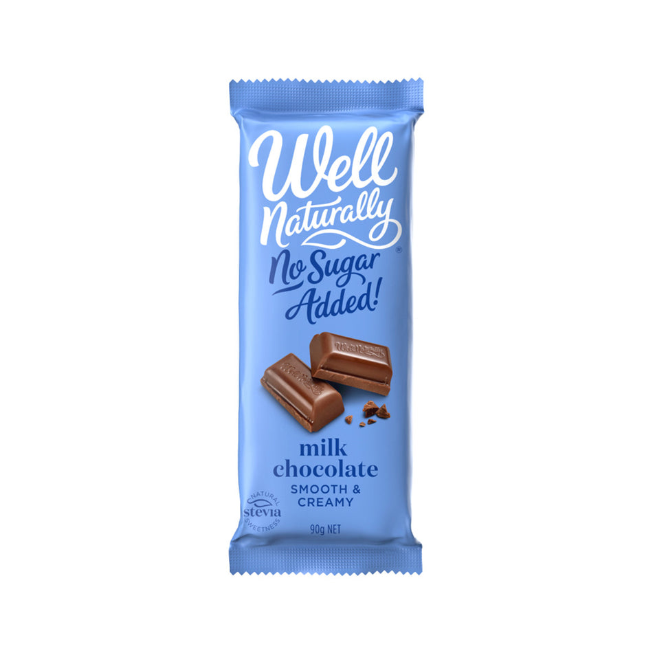 Well Naturally No Added Sugar Block Milk Chocolate Creamy Milk 90g