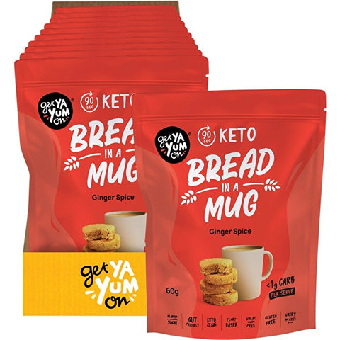 GET YA YUM ON Keto Bread In A Mug Ginger Spice 60g 10PK