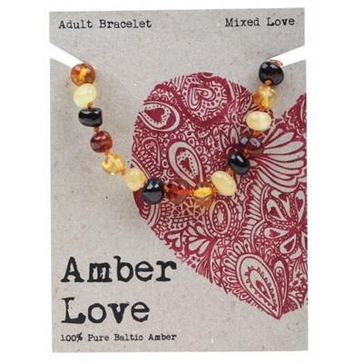 AMBER LOVE Adult's Bracelet 100% Baltic Amber - Mixed Love 20cm