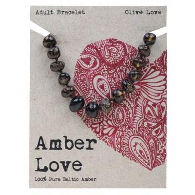 AMBER LOVE Adult's Bracelet 100% Baltic Amber - Olive Love 20cm