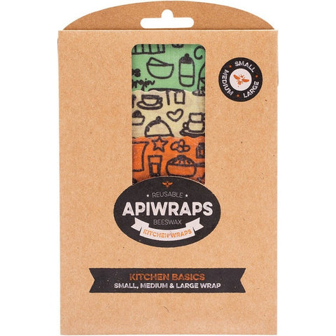 APIWRAPS Reusable Beeswax Wraps - Kitchen 1 X Small, Medium & Large 3