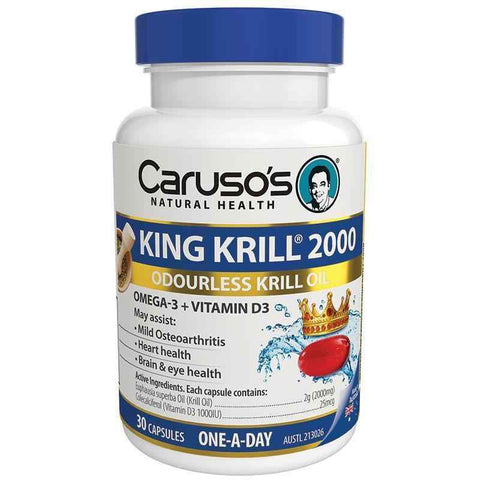 Caruso's Natural Health King Krill 2000mg + Vitamin D3 30 Capsules