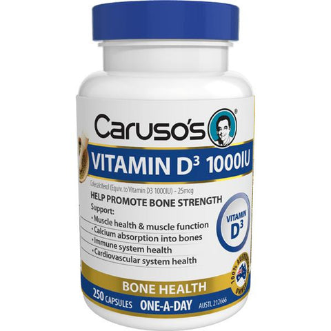 Caruso’s Vitamin D3 1000IU 250 Capsules
