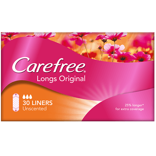 Carefree Longs Original Unscented Panty Liners 30 Pack