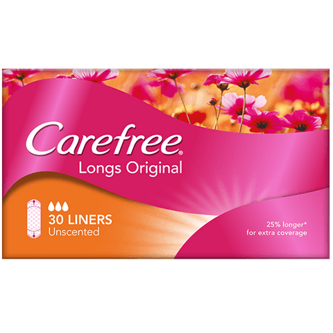 Carefree Longs Original Unscented Panty Liners 30PK