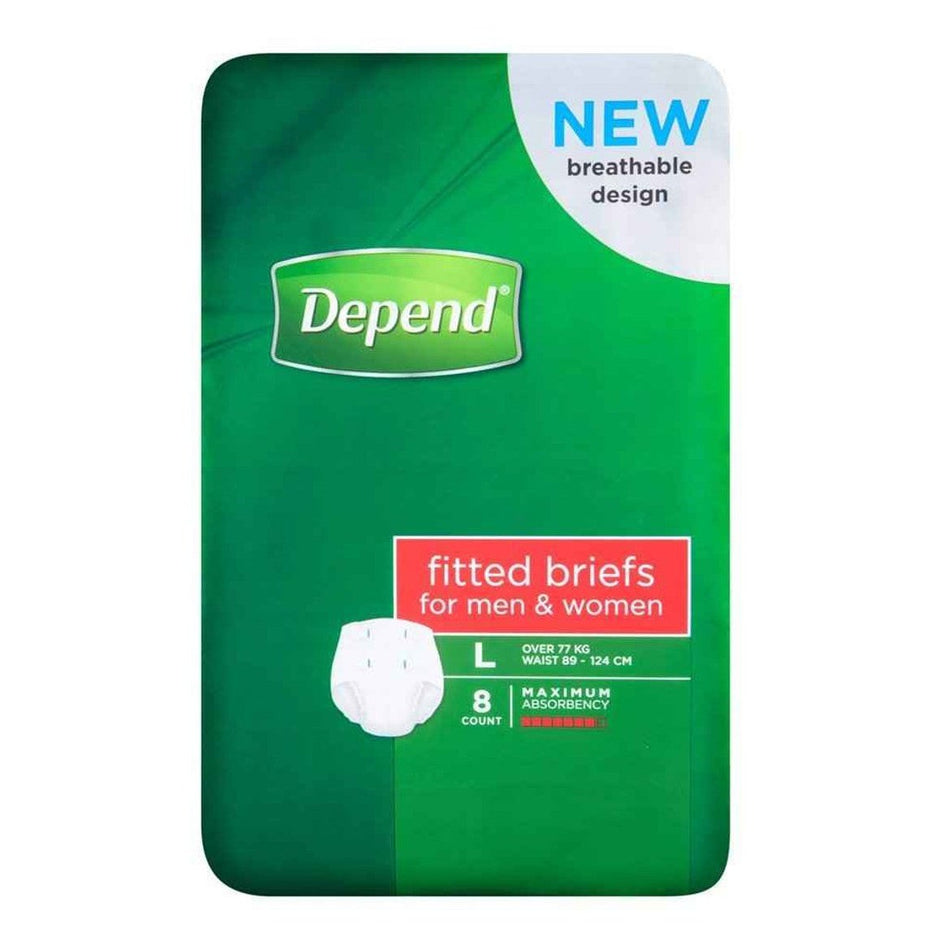Depend Briefs for Men & Women Large 8 Pack
