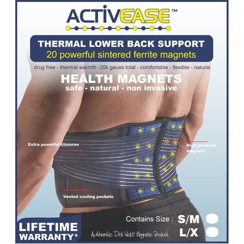 ACTIVEASE THERMAL BACK SUPPORT WITH MAGNETS BY DICK WICKS