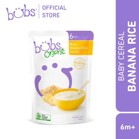 Bubs Organic Baby Banana Rice Cereal 125g X 6