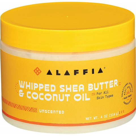 ALAFFIA Whipped Shea Butter & Coconut Oil Unscented & Unrefined 114g