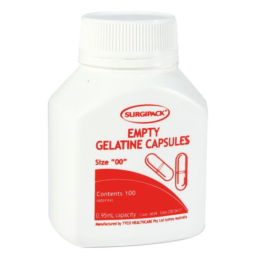 SurgiPack Gelatine Capsules Size '00'  100PK