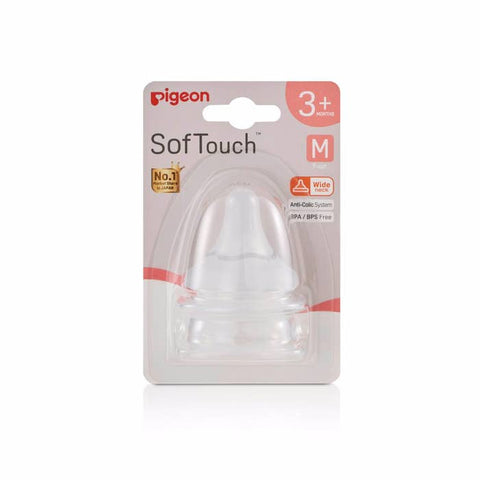 Pigeon SofTouch Peristaltic Plus Teat 3+ Wide Neck M 2 Pack