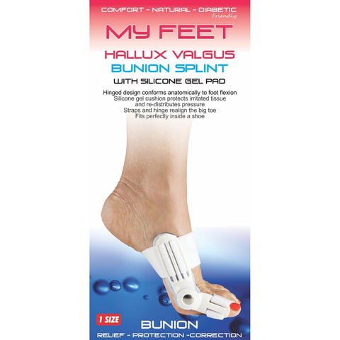 MY FEET HALLUX VALGUS BUNION SPLINT WITH SILICONE GEL PAD