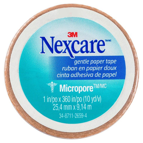 Nexcare Micropore Gentle Paper Tape (Tan) 25.4mm X 9.14m