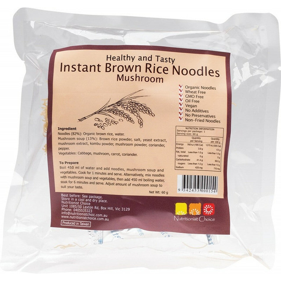NUTRITIONIST CHOICE Instant Brown Rice Noodles Mushroom 60g