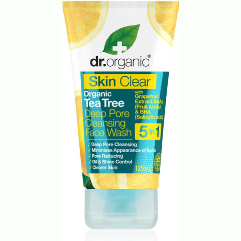 DR ORGANIC Deep Pore Cleansing Face Wash Skin Clear - Organic Tea Tree 125ml